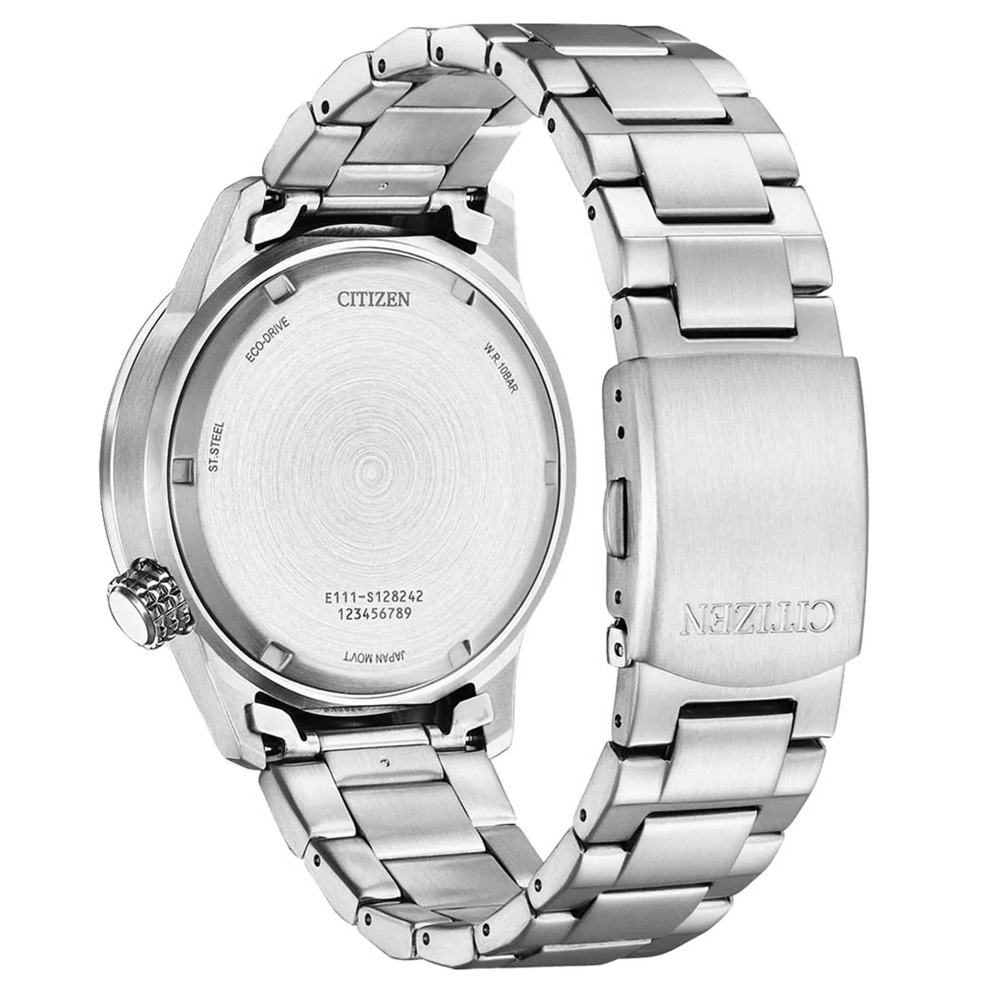 Citizen Men's Watch - Eco-Drive Blue Dial Silver Tone Bracelet Compass | BM7550-87L