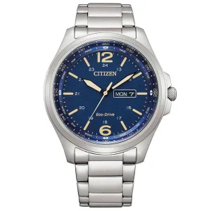 Citizen Men's Watch - Eco-Drive Blue Dial Silver Tone Steel Bracelet | AW0110-82L