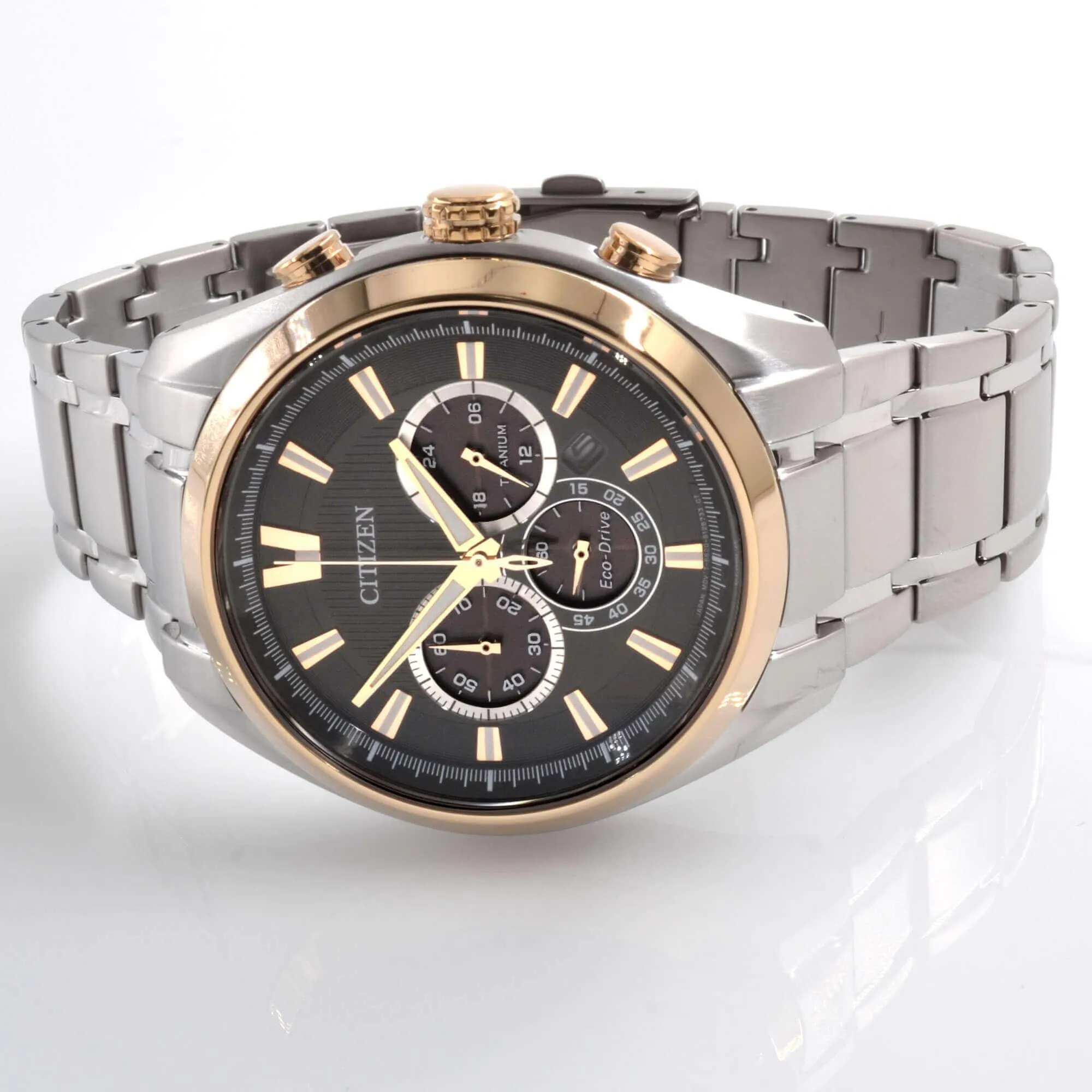 Citizen Men's Watch - Eco Drive Chronograph Black Dial Silver Bracelet | CA4014-57E
