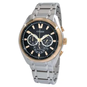 Citizen Men's Watch - Eco Drive Chronograph Black Dial Silver Bracelet | CA4014-57E