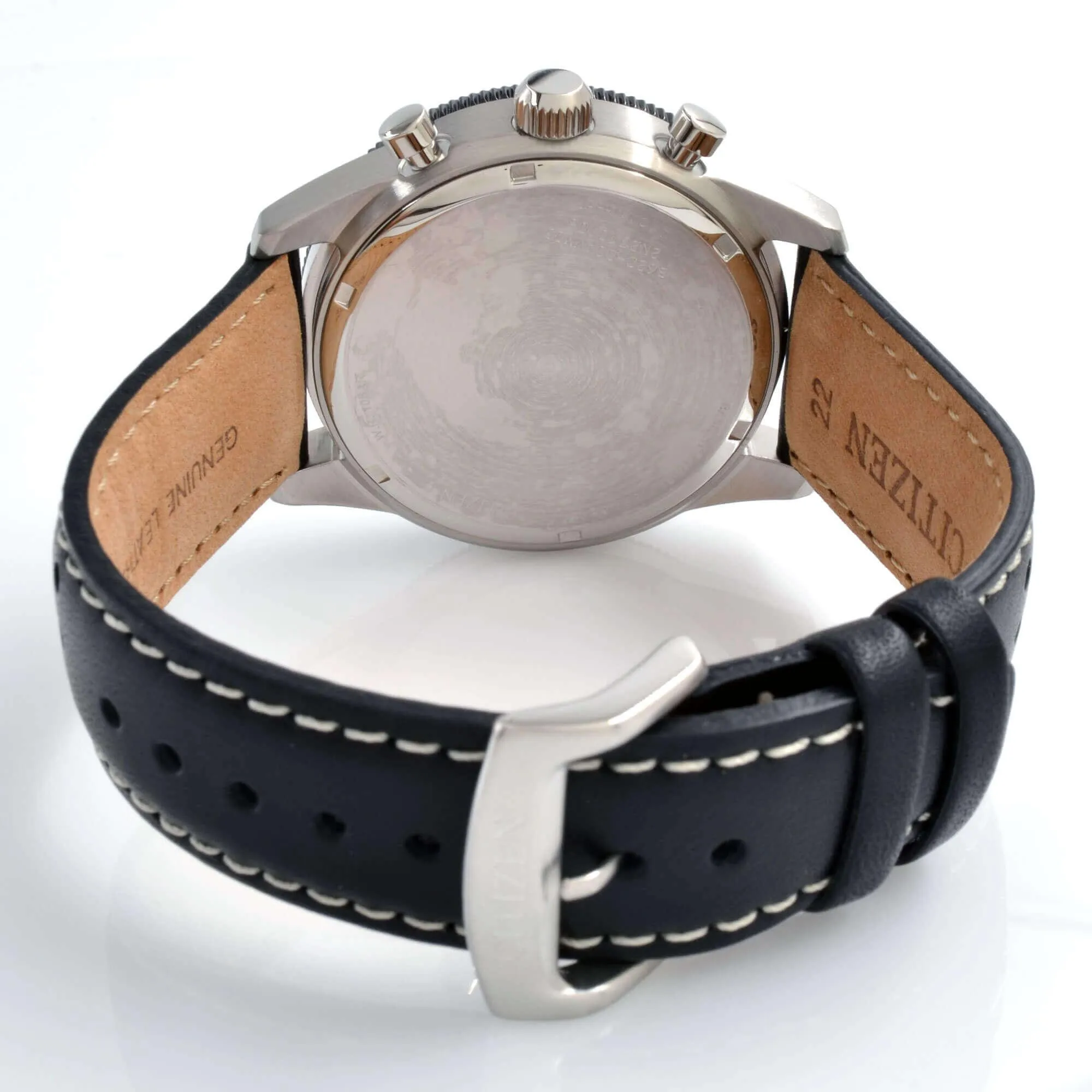 Citizen Men's Watch - Eco Drive Compass White Dial Black Leather Strap | CA4559-13A