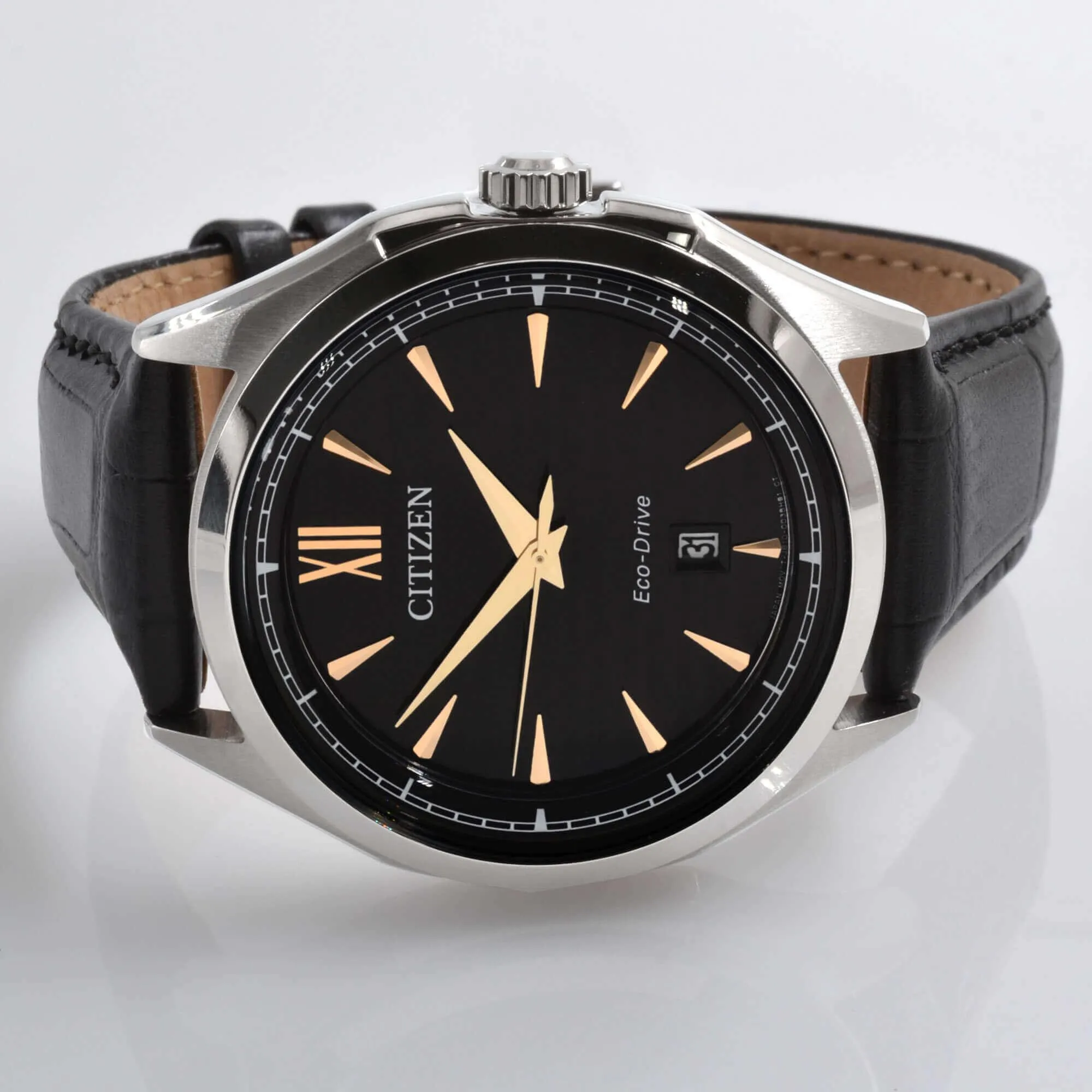 Citizen Men's Watch - Eco-Drive Power Reserve Black Dial Leather Strap | AW1750-18E