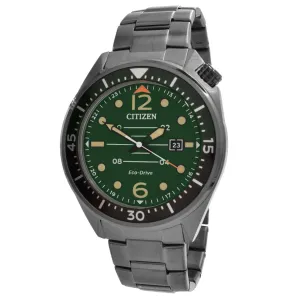 Citizen Men's Watch - Eco-Drive Power Reserve Green Dial Grey Bracelet | AW1717-81X