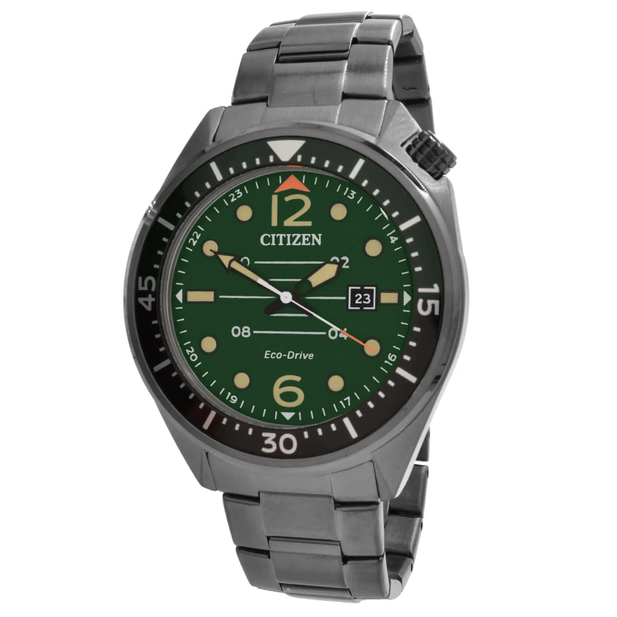 Citizen Men's Watch - Eco-Drive Power Reserve Green Dial Grey Bracelet | AW1717-81X