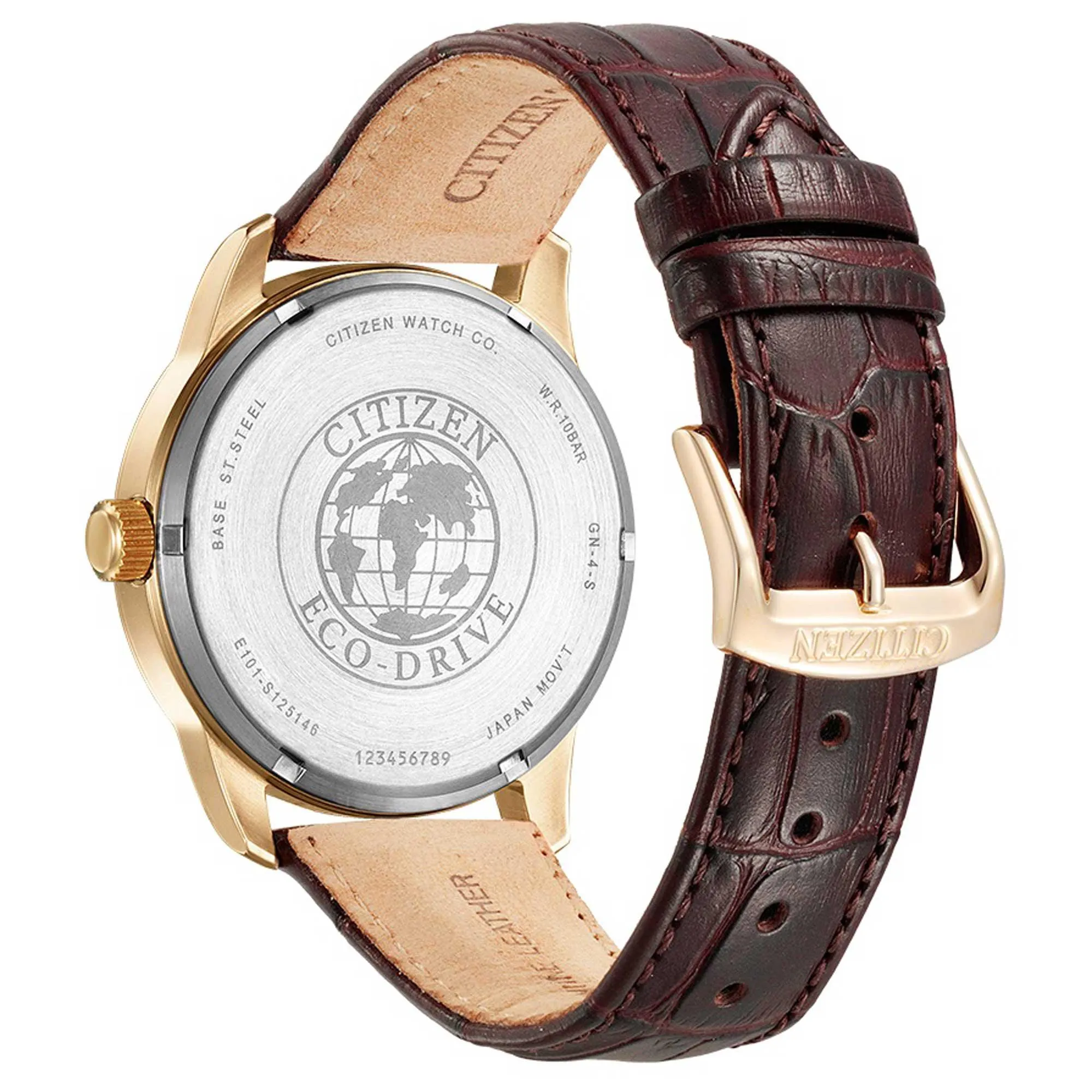Citizen Men's Watch - Eco-Drive White Dial Brown Leather Strap Day-Date | BM8553-16A