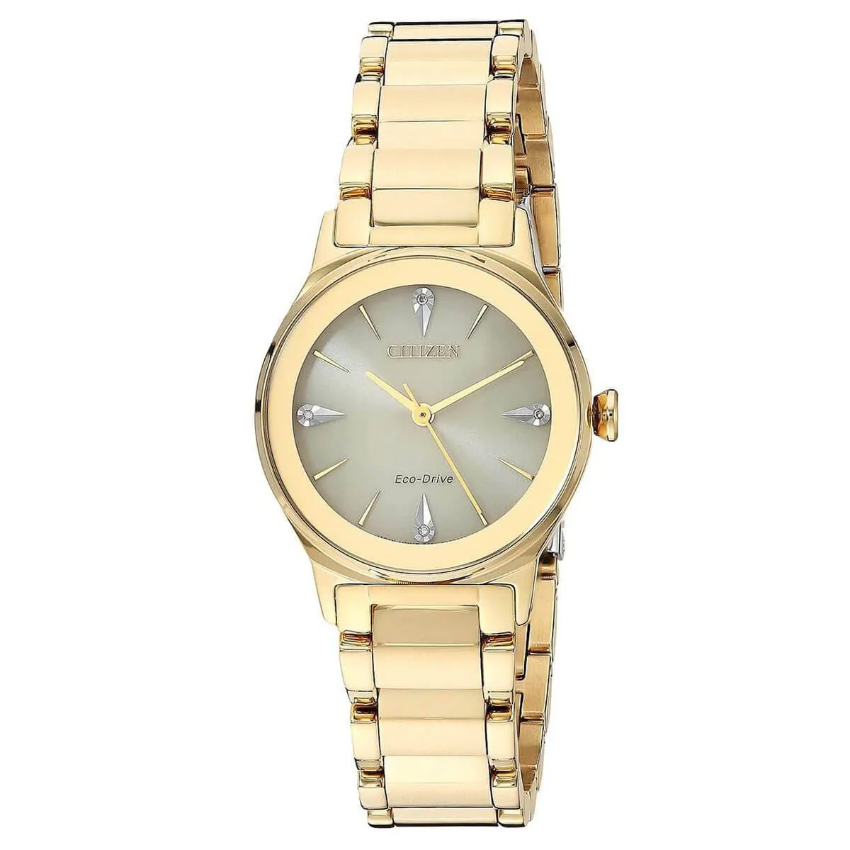 Citizen Women's Diamond Watch - Axiom Gold Tone Dial Steel Bracelet | EM0732-51P