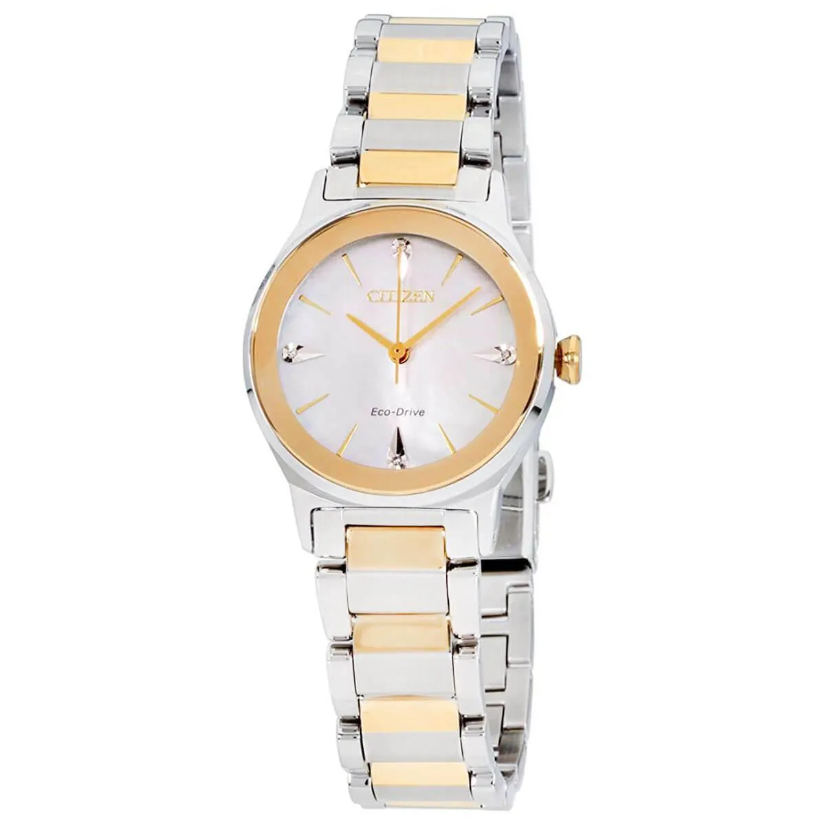 Citizen Women's Diamond Watch - Axiom Two Tone Stainless Steel Bracelet | EM0734-56D