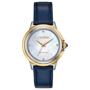 Citizen Women's Eco Drive Watch - Ceci Diamond Blue Leather Strap | EM0794-03Y