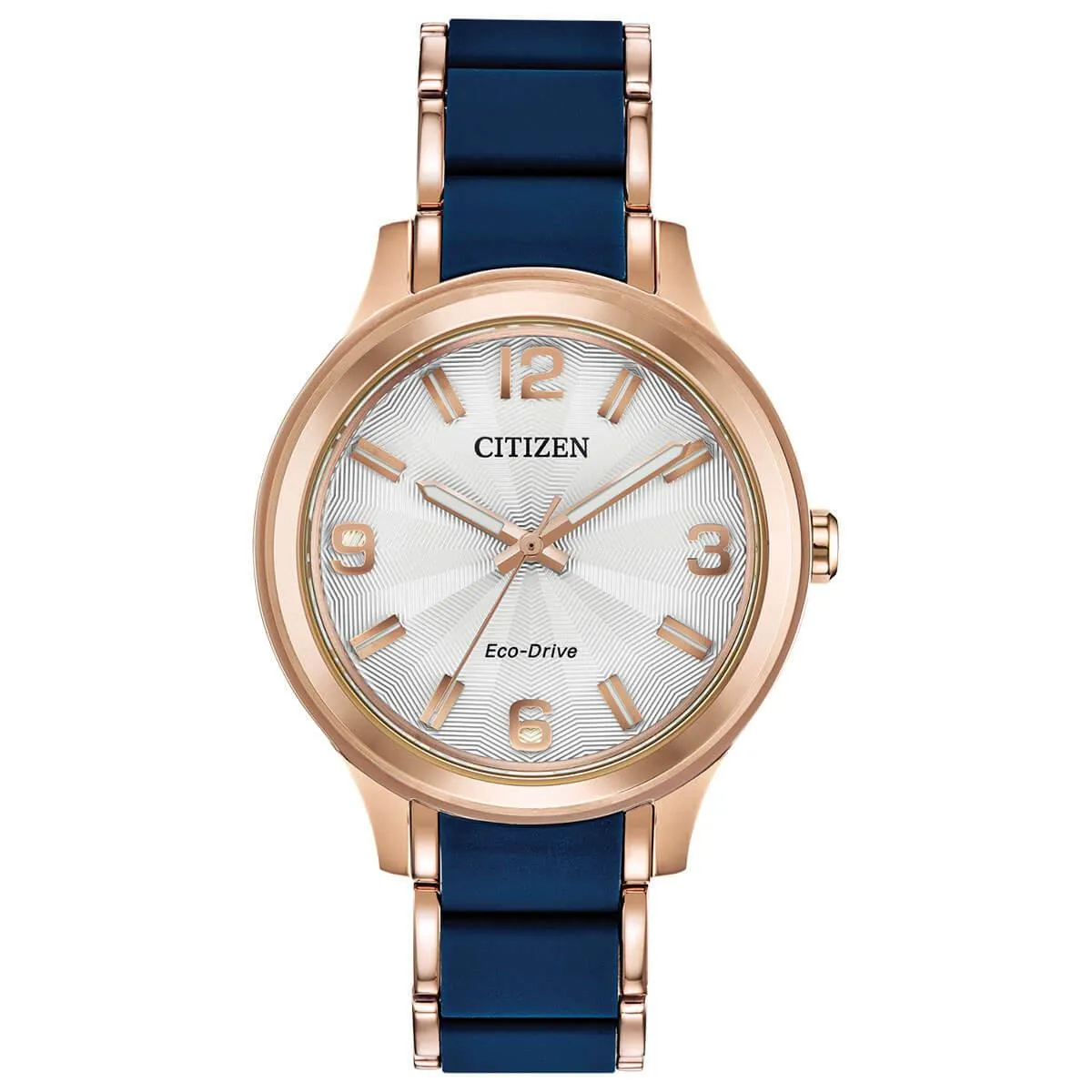 Citizen Women's Eco Drive Watch - Drive Rose Gold and Blue Bracelet | FE7073-71A