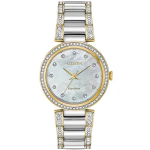 Citizen Women's Eco Drive Watch - Silhouette Crystal MOP Dial Bracelet | EM0844-58D