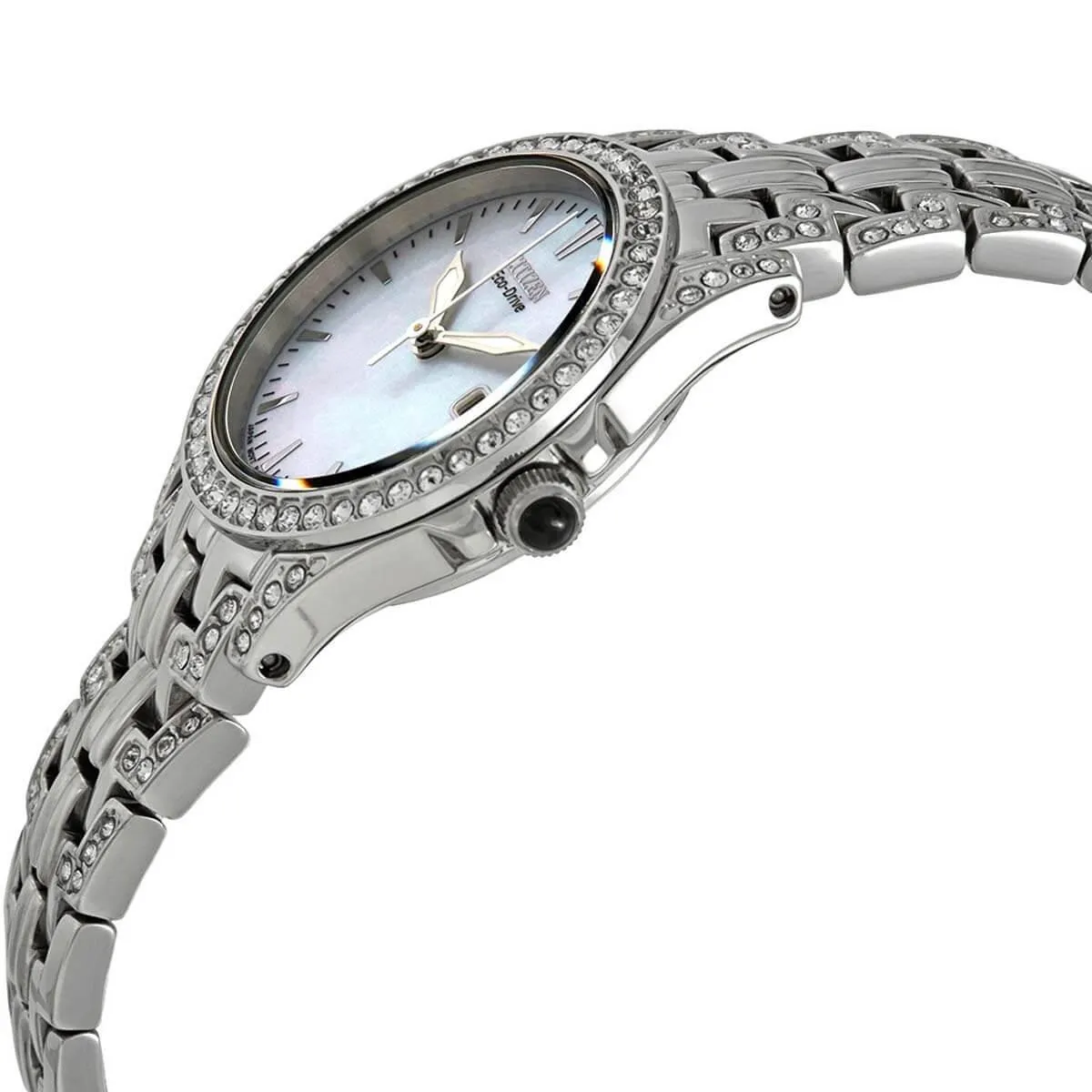 Citizen Women's Eco-Drive Watch - Silhouette Crystal MOP Dial Bracelet | EW1220-55D