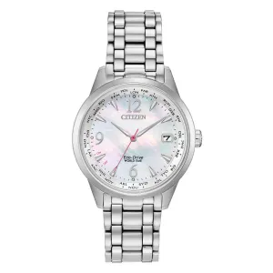 Citizen Women's Eco-Drive Watch - World Time Silver Tone Bracelet | FC8000-55D