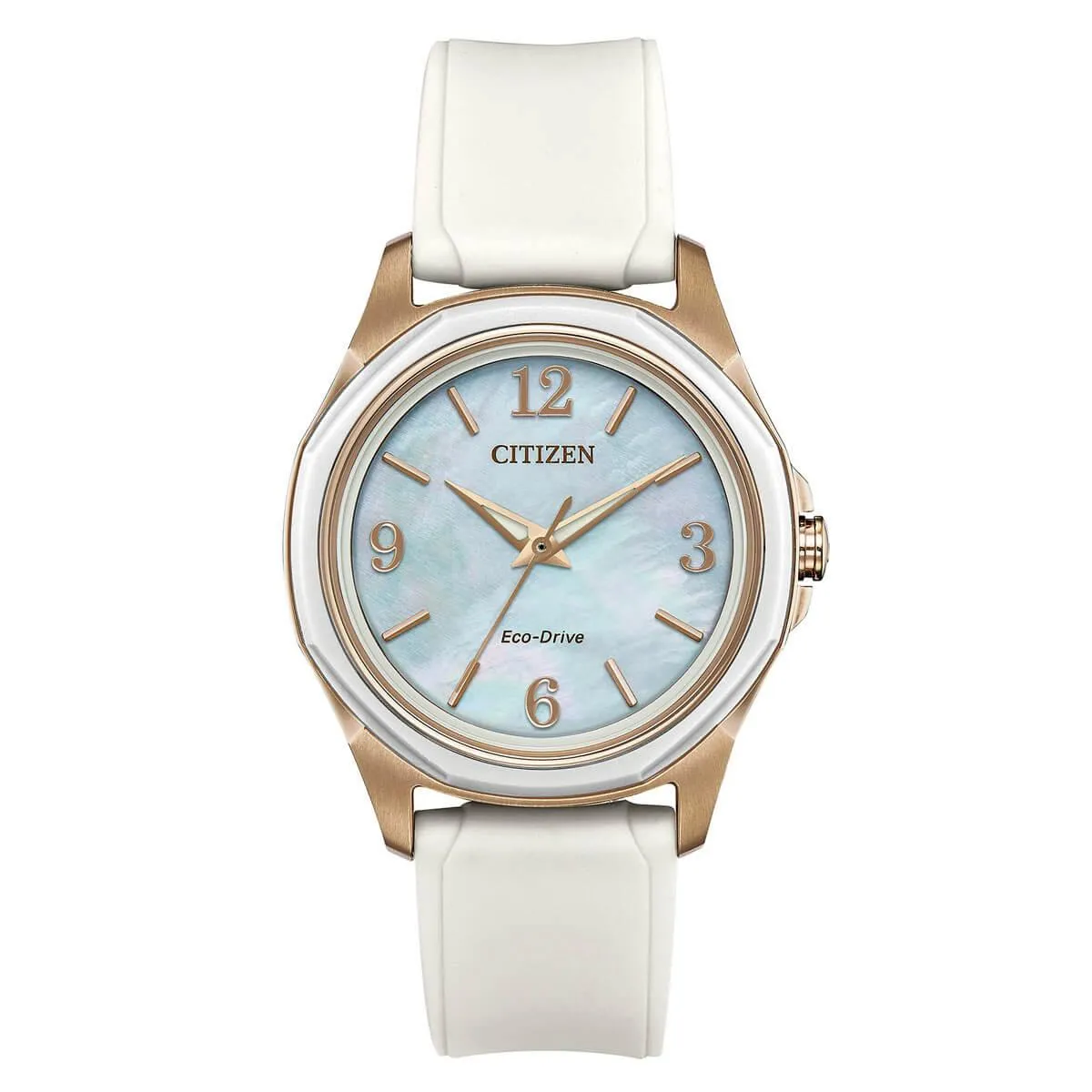 Citizen Women's Strap Watch - Drive MOP Dial White Silicone | FE7056-02D