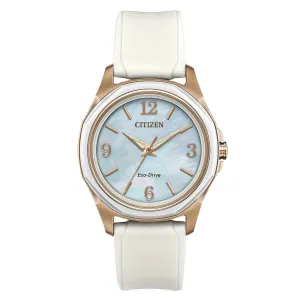 Citizen Women's Strap Watch - Drive MOP Dial White Silicone | FE7056-02D