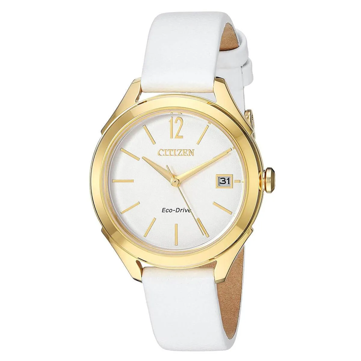 Citizen Women's Strap Watch - LTR Beige Dial White Leather | FE6142-08A