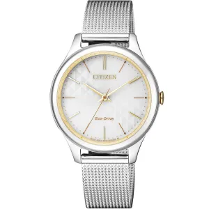 Citizen Women's Watch - White Dial Silver Stainless Steel Mesh Bracelet | EM0504-81A