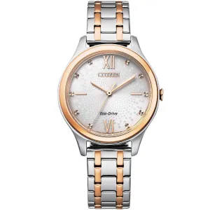 Citizen Women's Watch - White Dial Two Tone Stainless Steel Bracelet | EM0506-77A