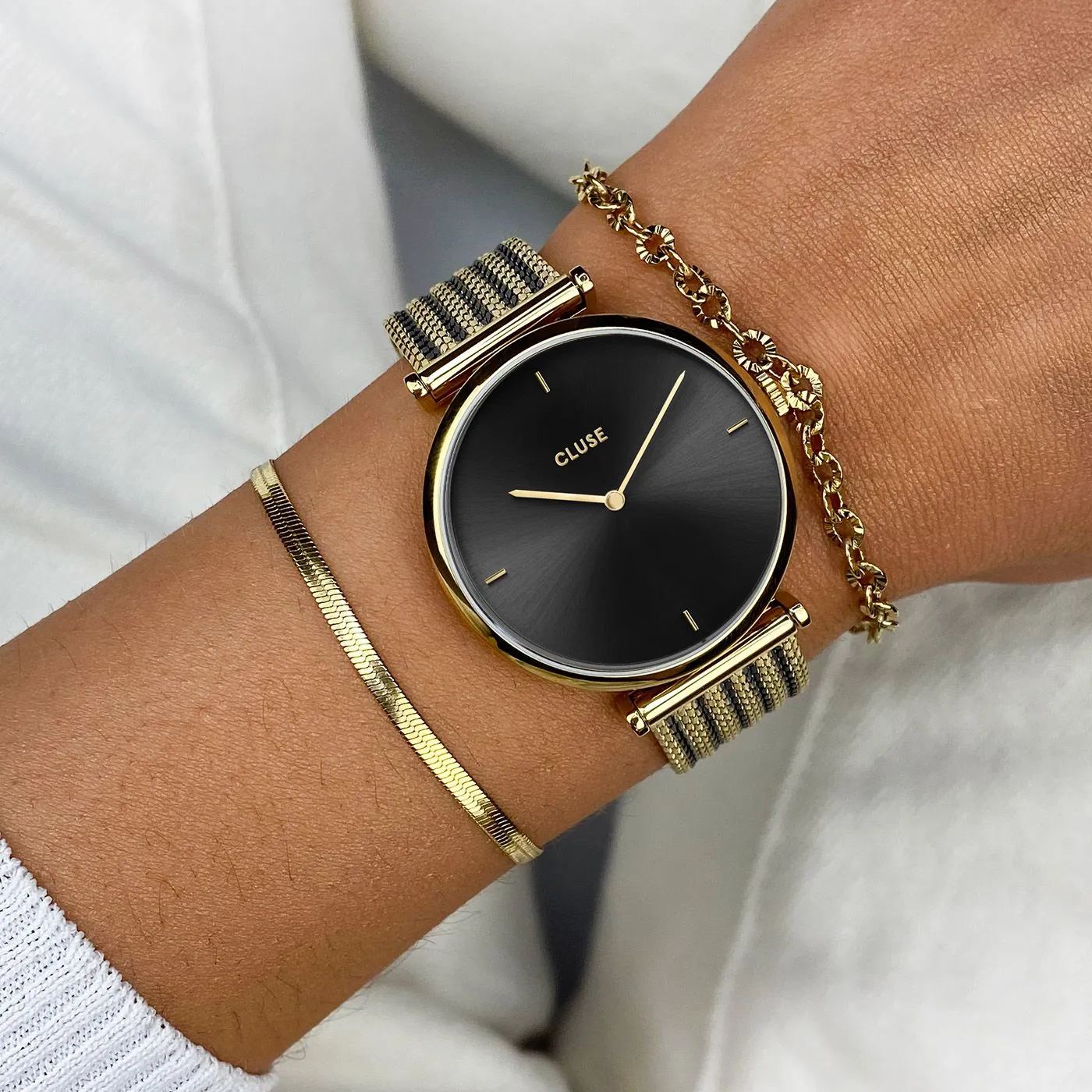 CLUSE Triomphe Mesh Bicolour Gold Black /Black Watch CW10403