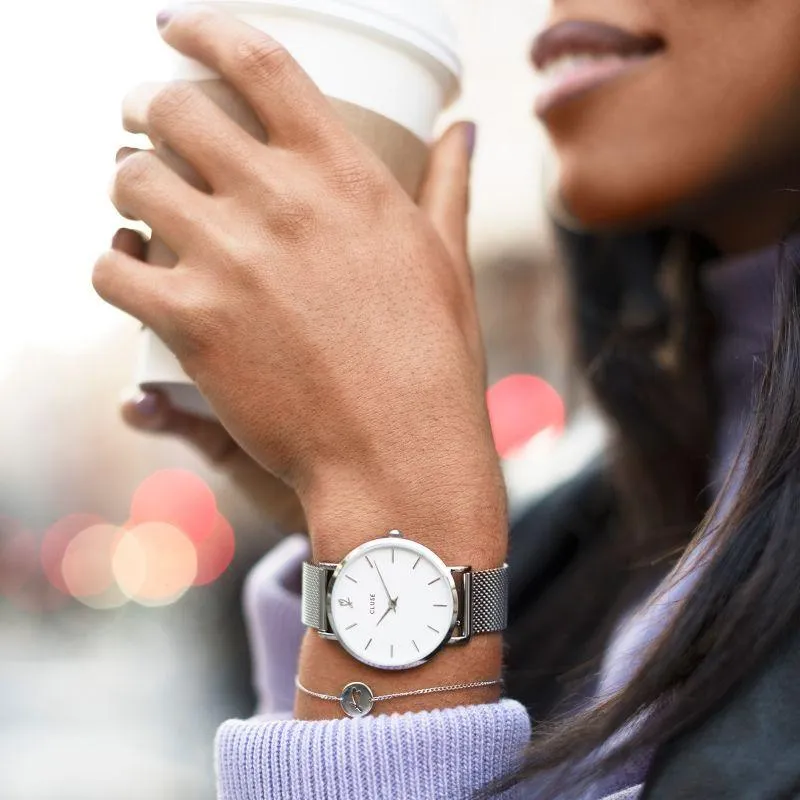 Coffret cadeau CLUSE Montre et Bracelet Minuit Heart Silver Mesh