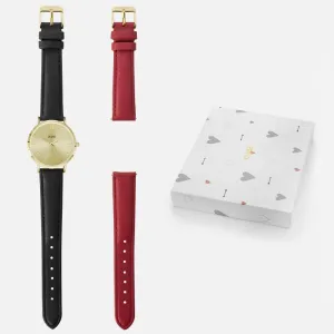 Coffret cadeau Montre CLUSE Minuit Gold/Gold avec bracelets Black et Red