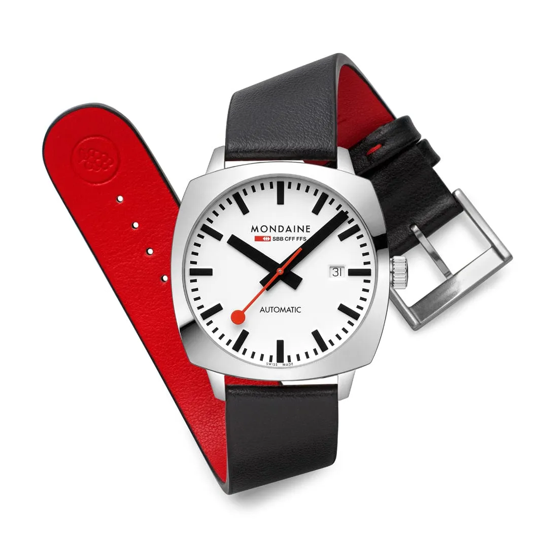 Cushion Automatic, Automatic Movement, 39mm, Black Vegan Leather