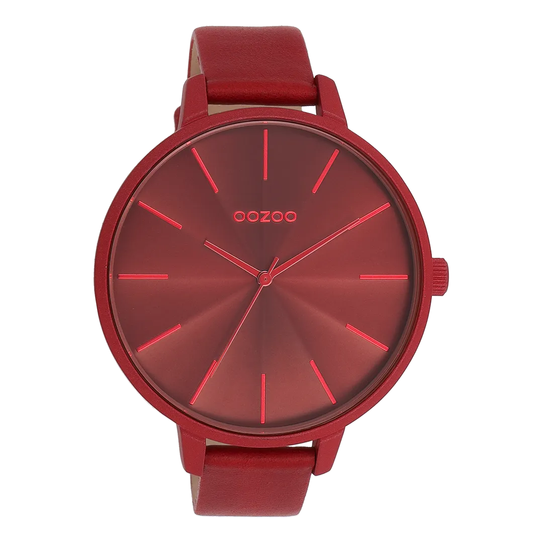 Dahlia red OOZOO watch with leather strap - C11253