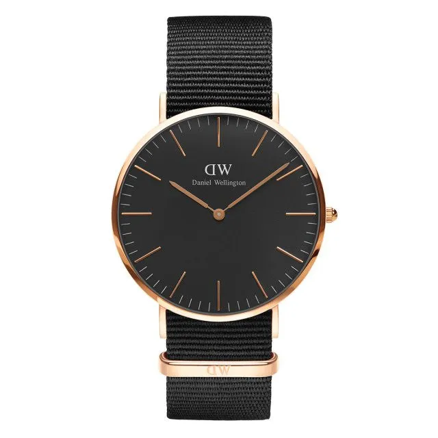 Daniel Wellington - Classic Black Cornwall 40mm oro rosato orologio uomo