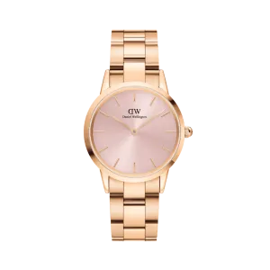 Daniel Wellington Iconic Link 28mm Light Pink Dial Watch DW00100370