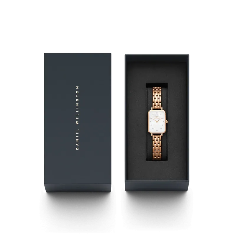 Daniel Wellington Quadro Lumine 5-Link Melrose White Mother of Pearl Rose Gold 20x28mm Watch