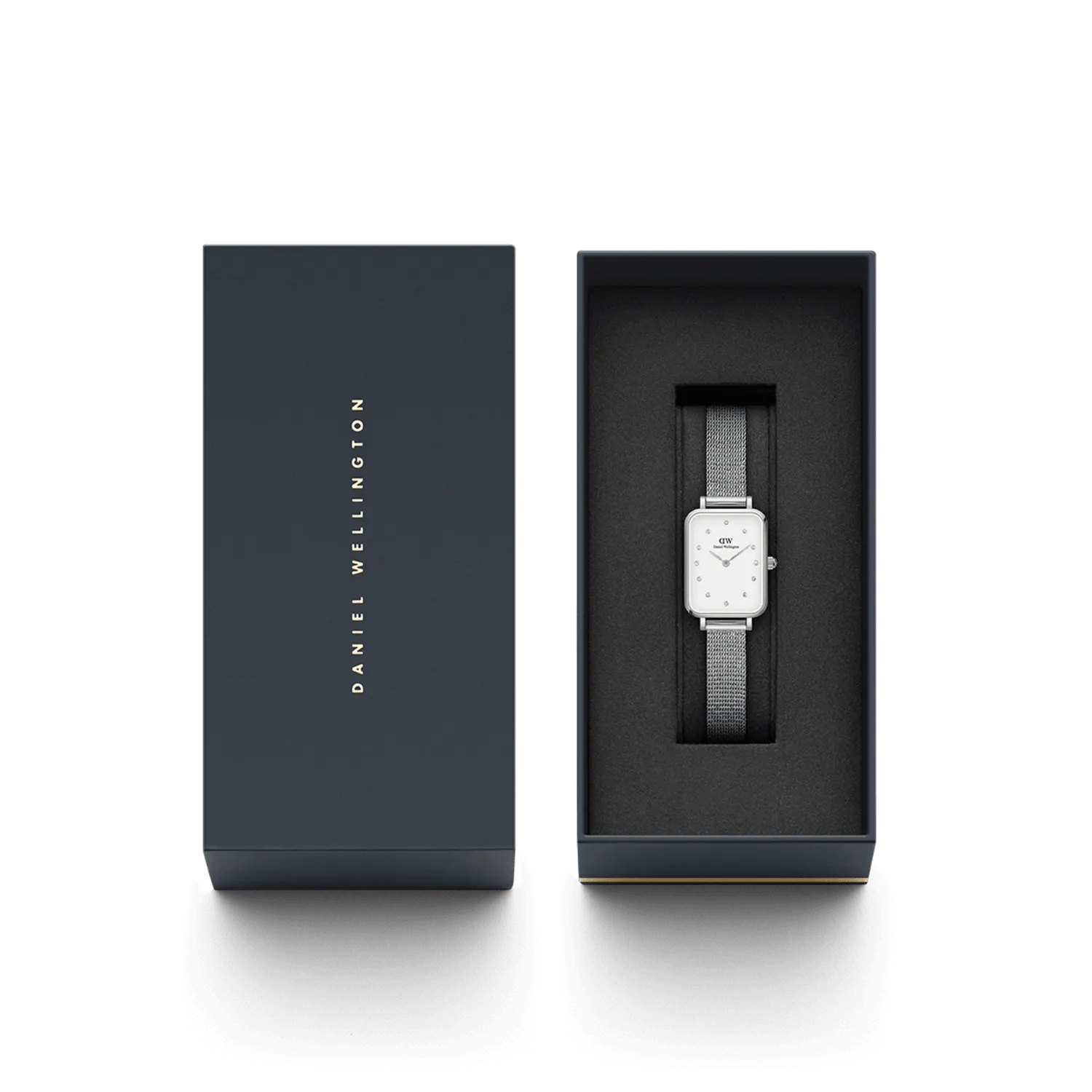 Daniel Wellington Quadro Lumine Pressed Sterling White Dial Watch DW00100597