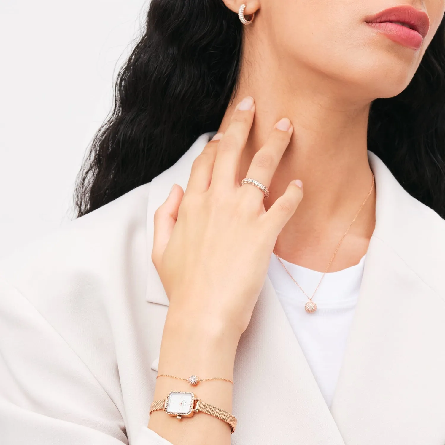 Daniel Wellington Quadro Mini Lumine Bezel Rose Gold Watch DW00100731