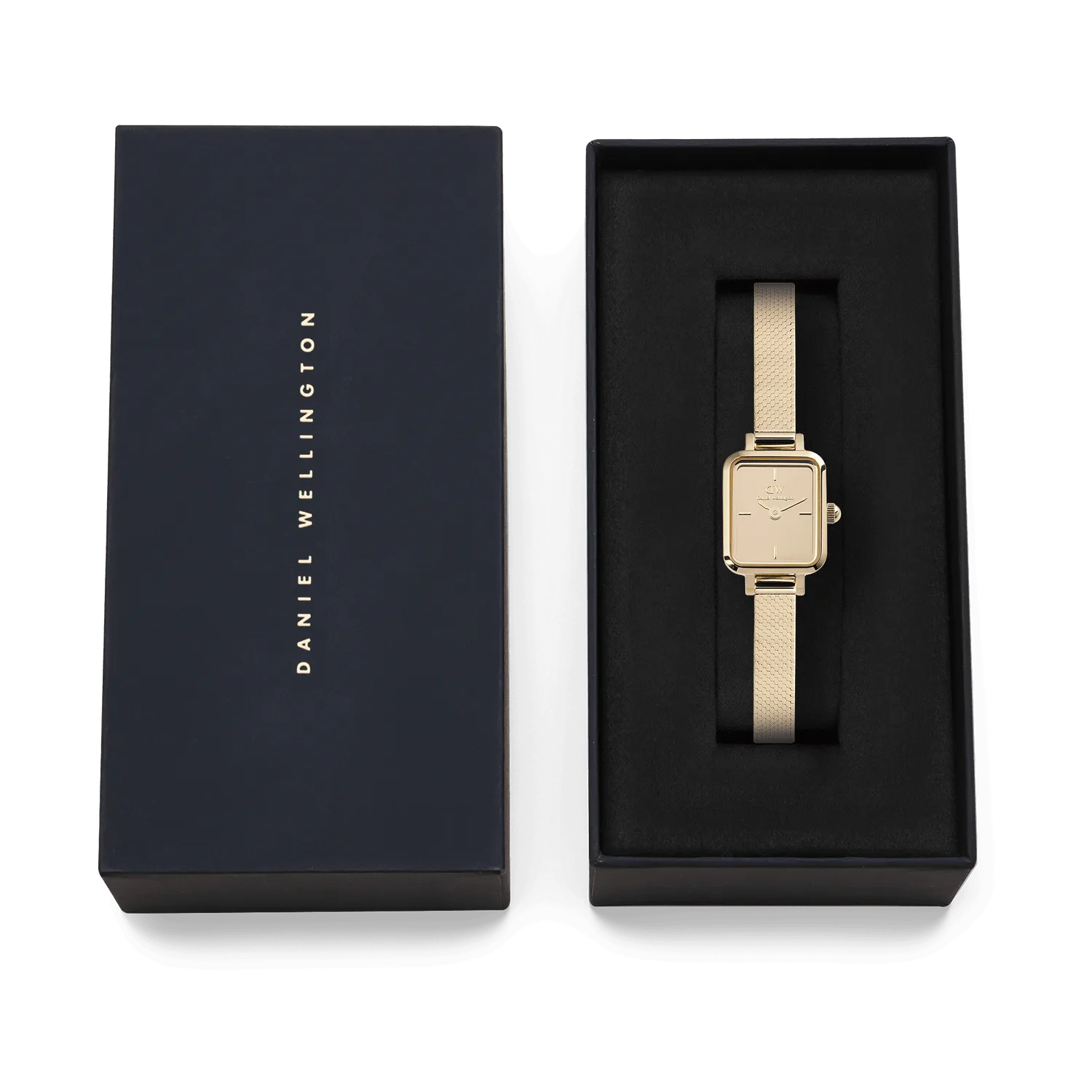 Daniel Wellington Quadro Mini Mirror Reflection Gold Dial Watch DW00100801