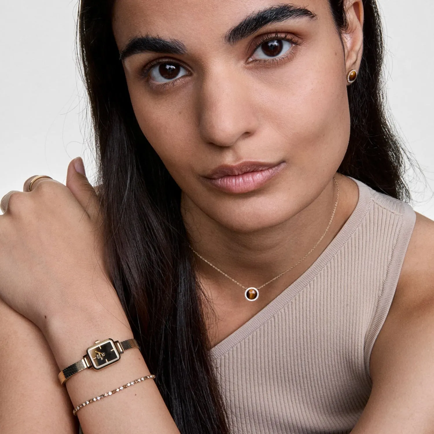 Daniel Wellington Quadro Mini Mirror Reflection Gold Dial Watch DW00100801