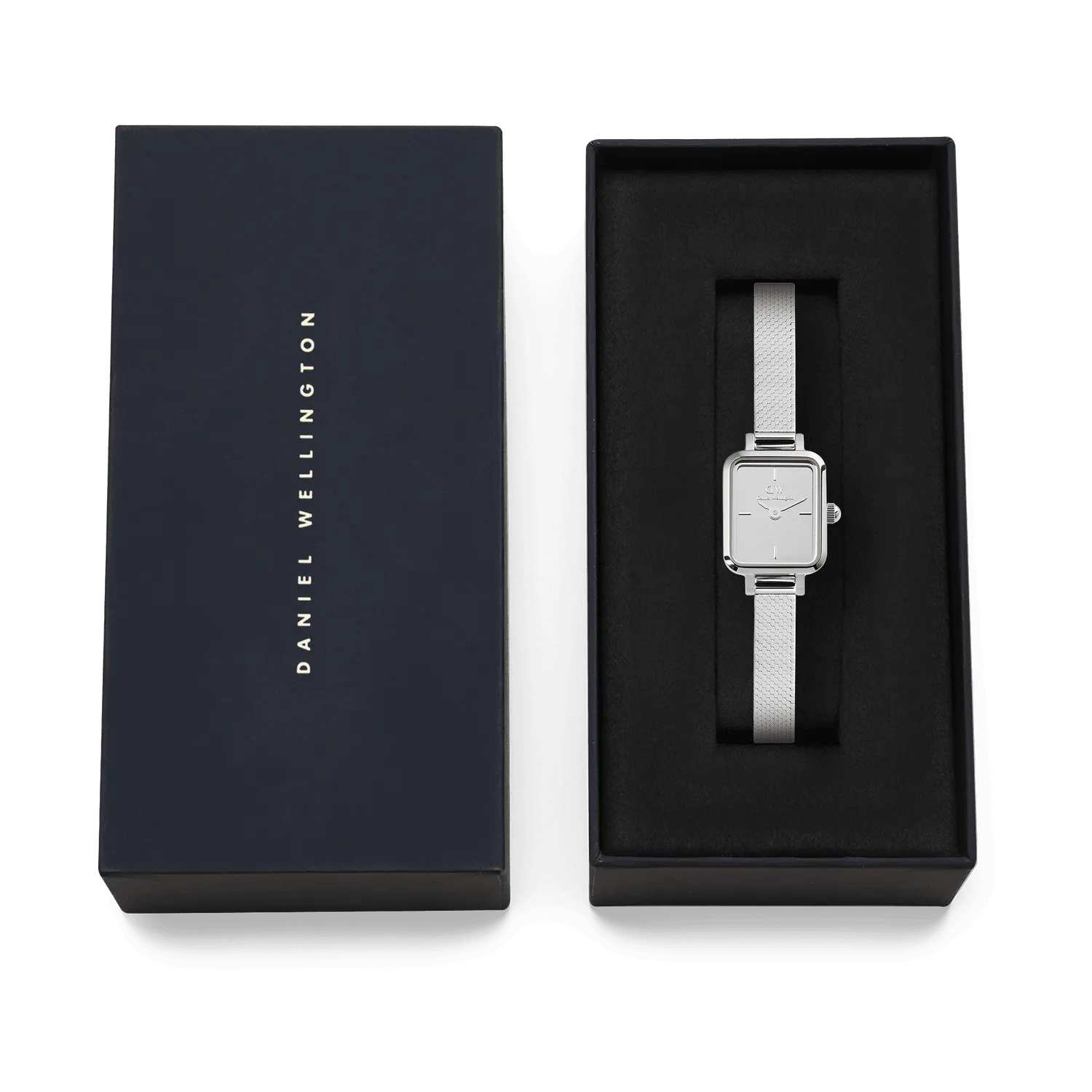 Daniel Wellington Quadro Mini Mirror Reflection Silver Dial Watch DW00100800