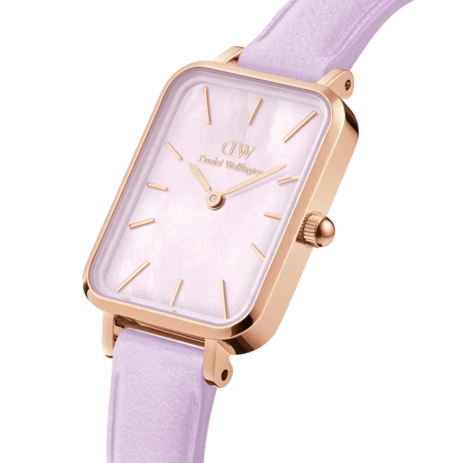 Daniel Wellington Quadro Purple Leather 20x26mm Purple Mother of Pearl Dial Watch DW00100637