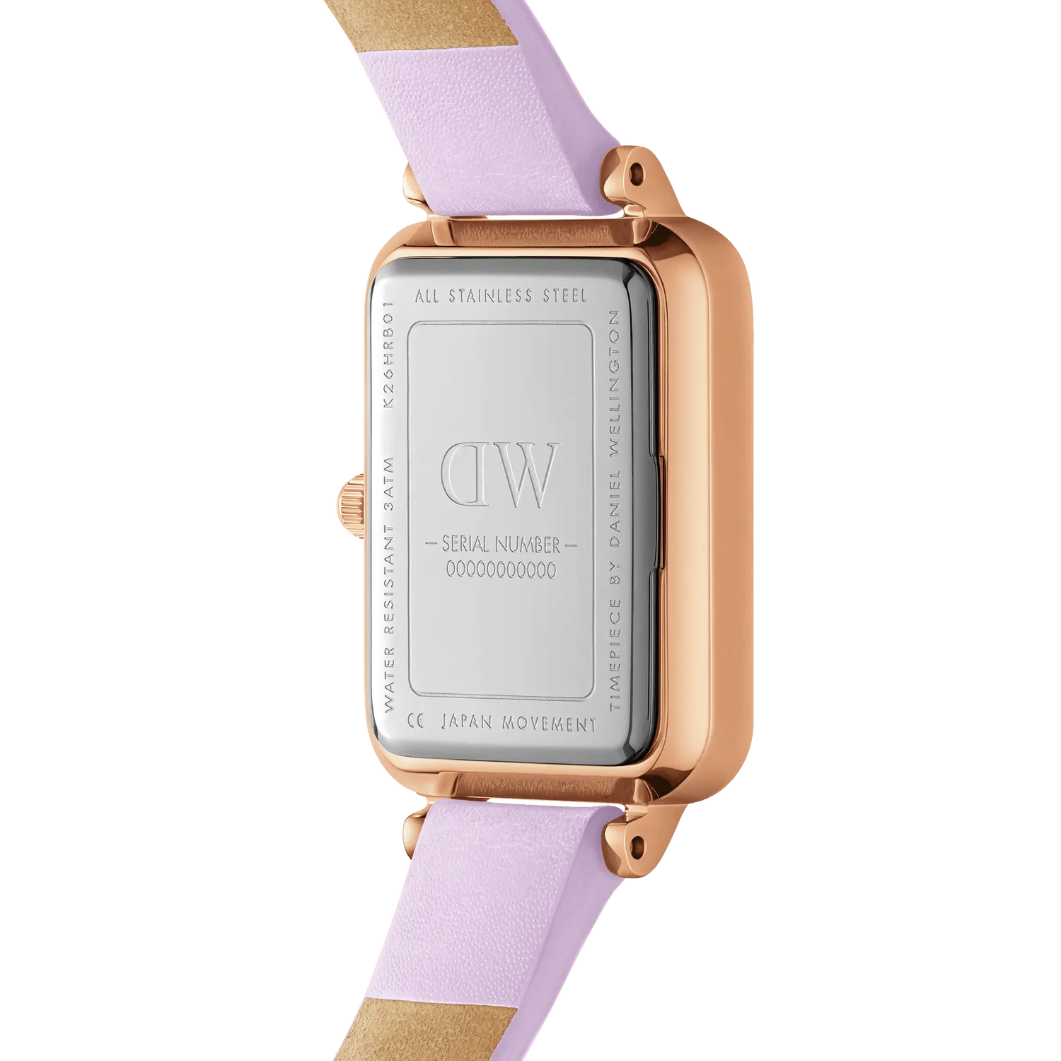 Daniel Wellington Quadro Purple Leather 20x26mm Purple Mother of Pearl Dial Watch DW00100637