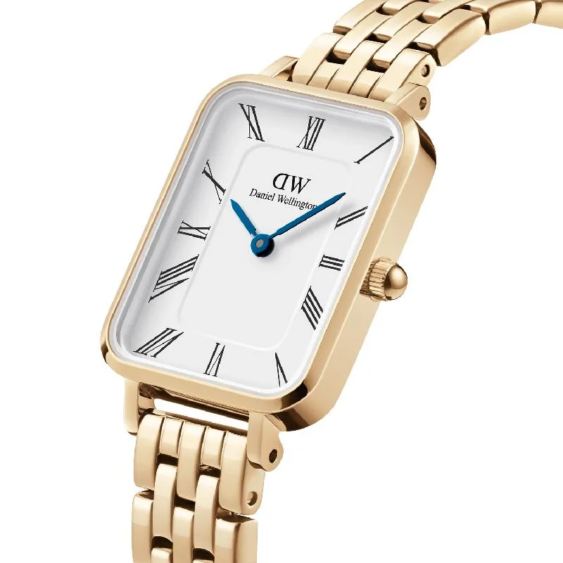 Daniel Wellington Quadro Roman Numerals 5-Link Gold 20x26mm Watch
