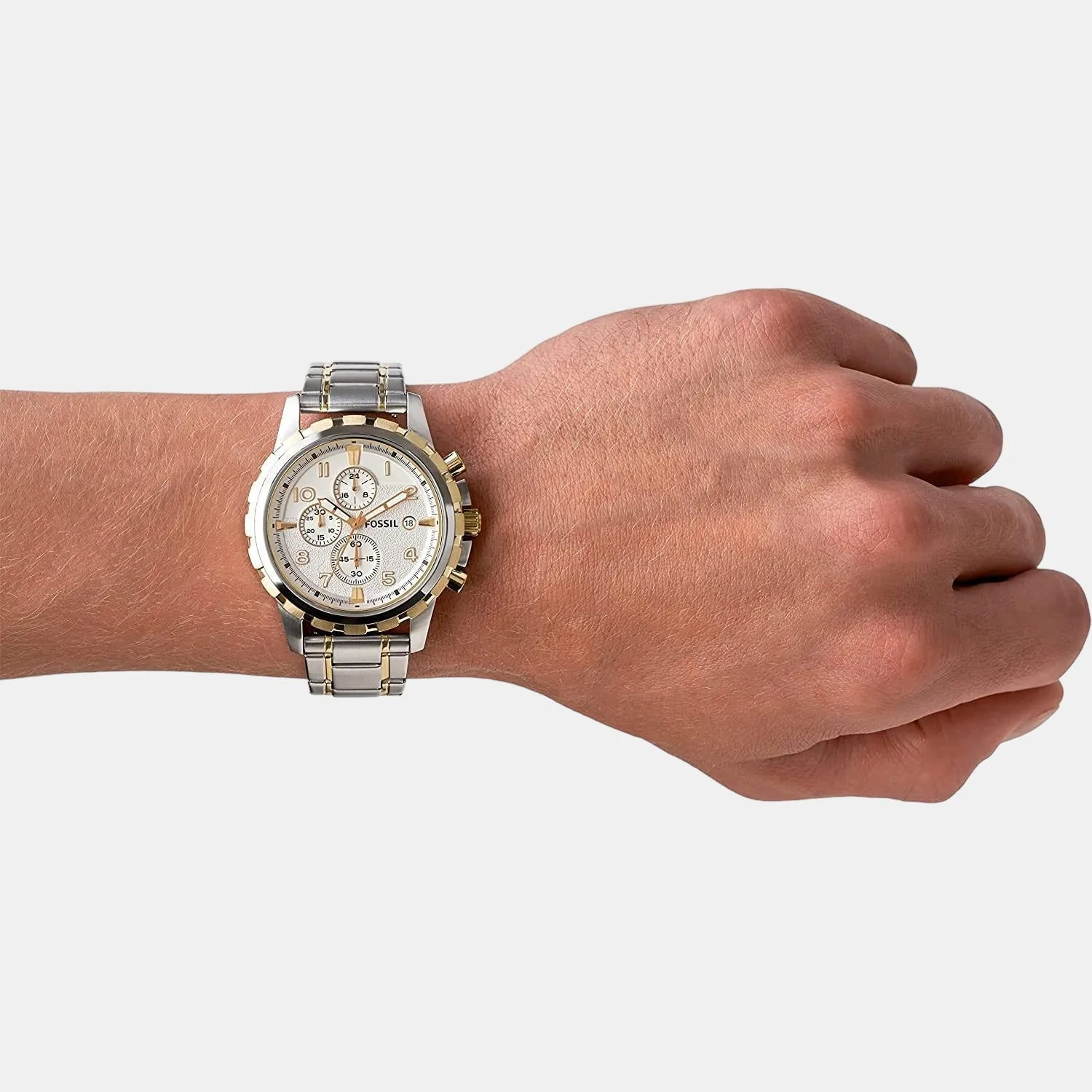 Dean Men Quartz Silver Dial Chronograph Stainless Steel Watch FS4795