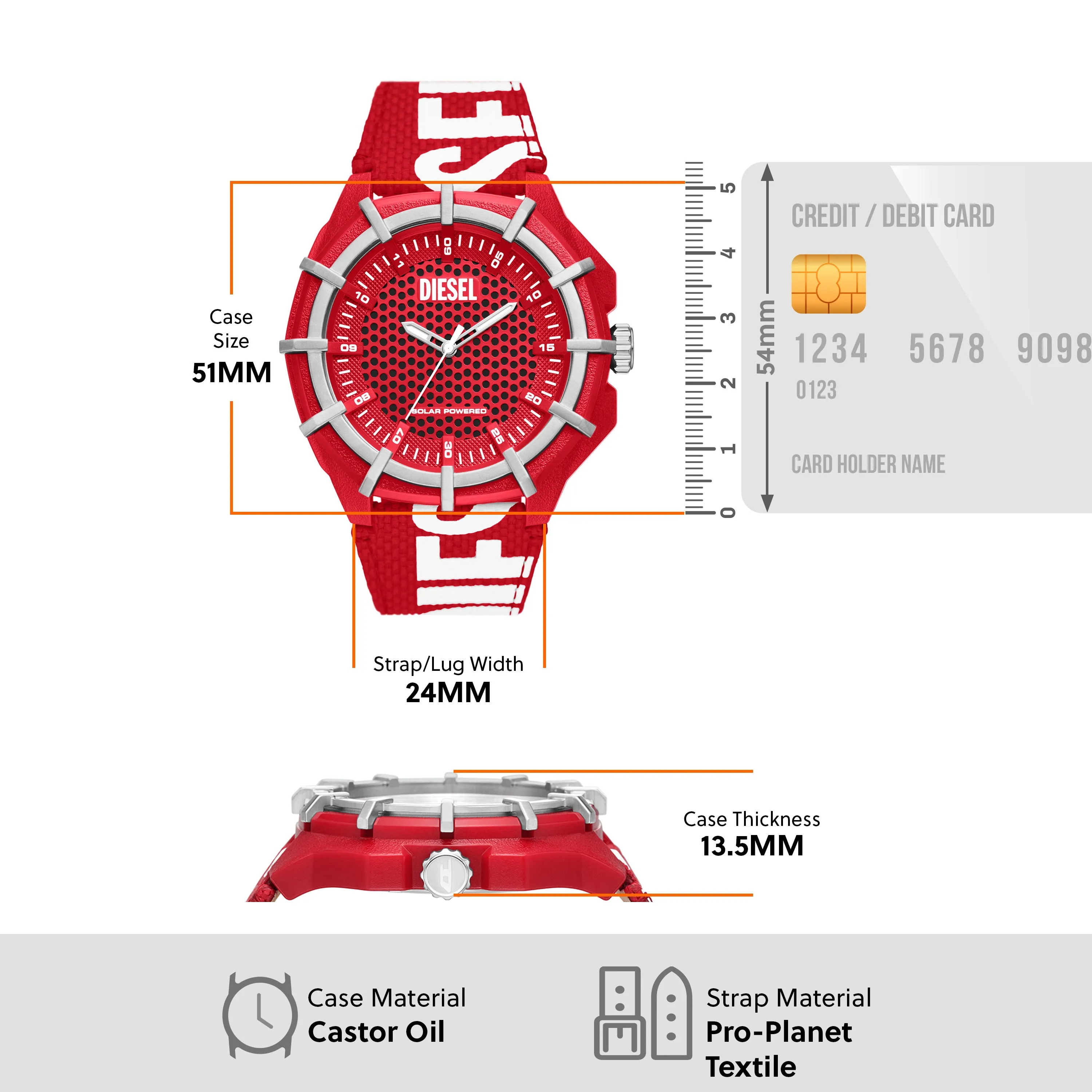 Diesel Eco-Friendly Solar-Powered Red rPET Diesel Watch DZ4621