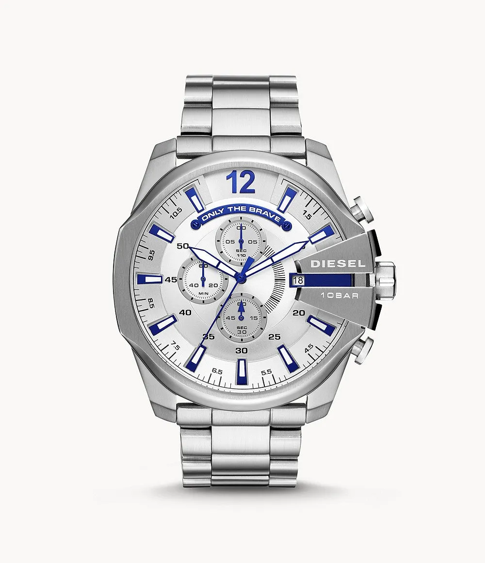 Diesel Men's Mega Chief Analog, Silver Stainless Steel Watch