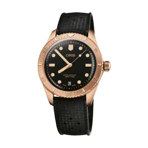 Divers Sixty-Five 'Cotton Candy' Sepia Date Bronze 38mm - Black on Rubber Strap