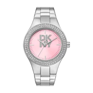 DKNY Parsons Glitz Pink Dial Stainless Steel Watch DK1L025M0025