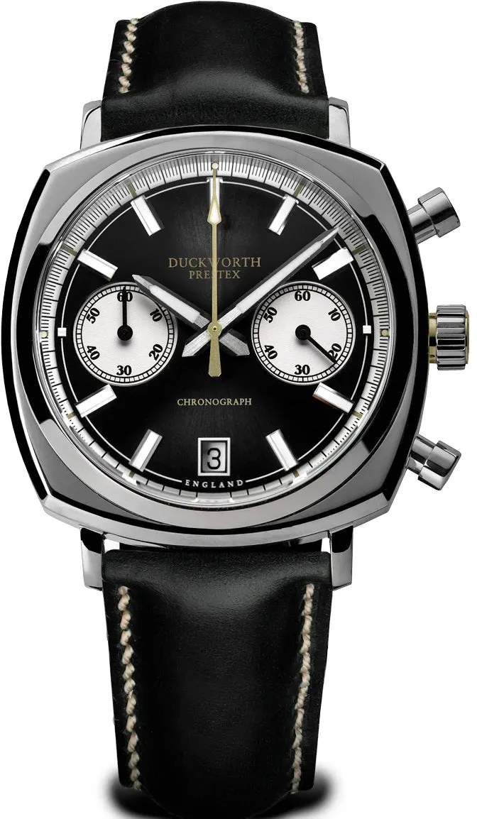 Duckworth Prestex 42 Black Sunburst Black Leather Watch
