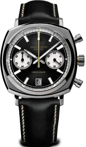Duckworth Prestex 42 Black Sunburst Black Leather Watch