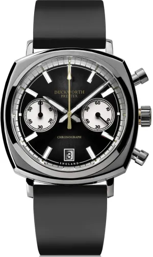 Duckworth Prestex 42 Black Sunburst Black Rubber Watch