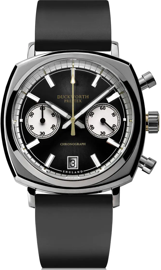 Duckworth Prestex 42 Black Sunburst Black Rubber Watch