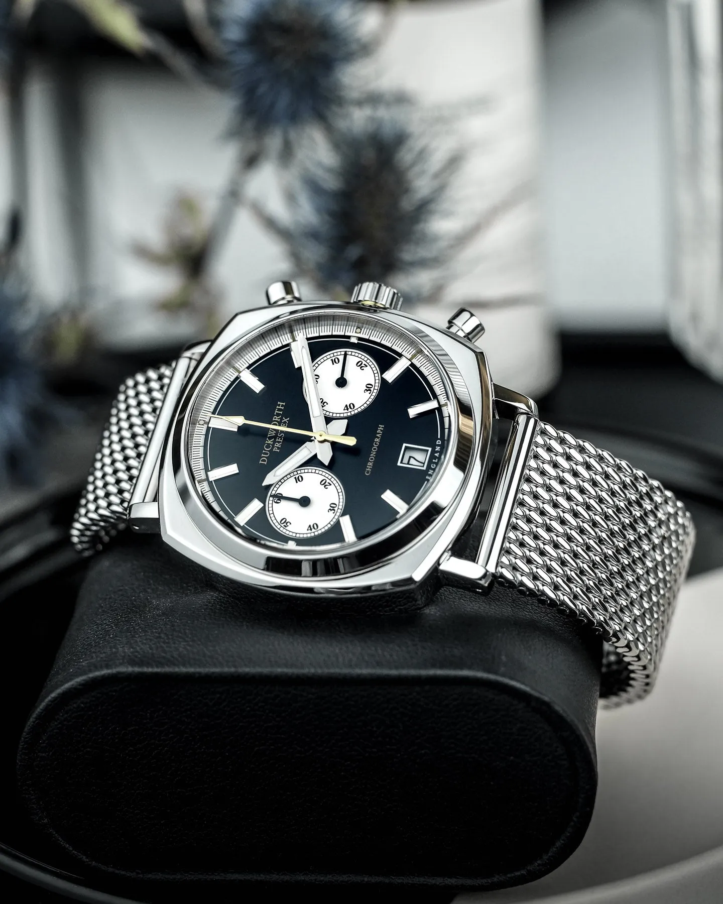 Duckworth Prestex 42 Black Sunburst Mesh Bracelet Watch