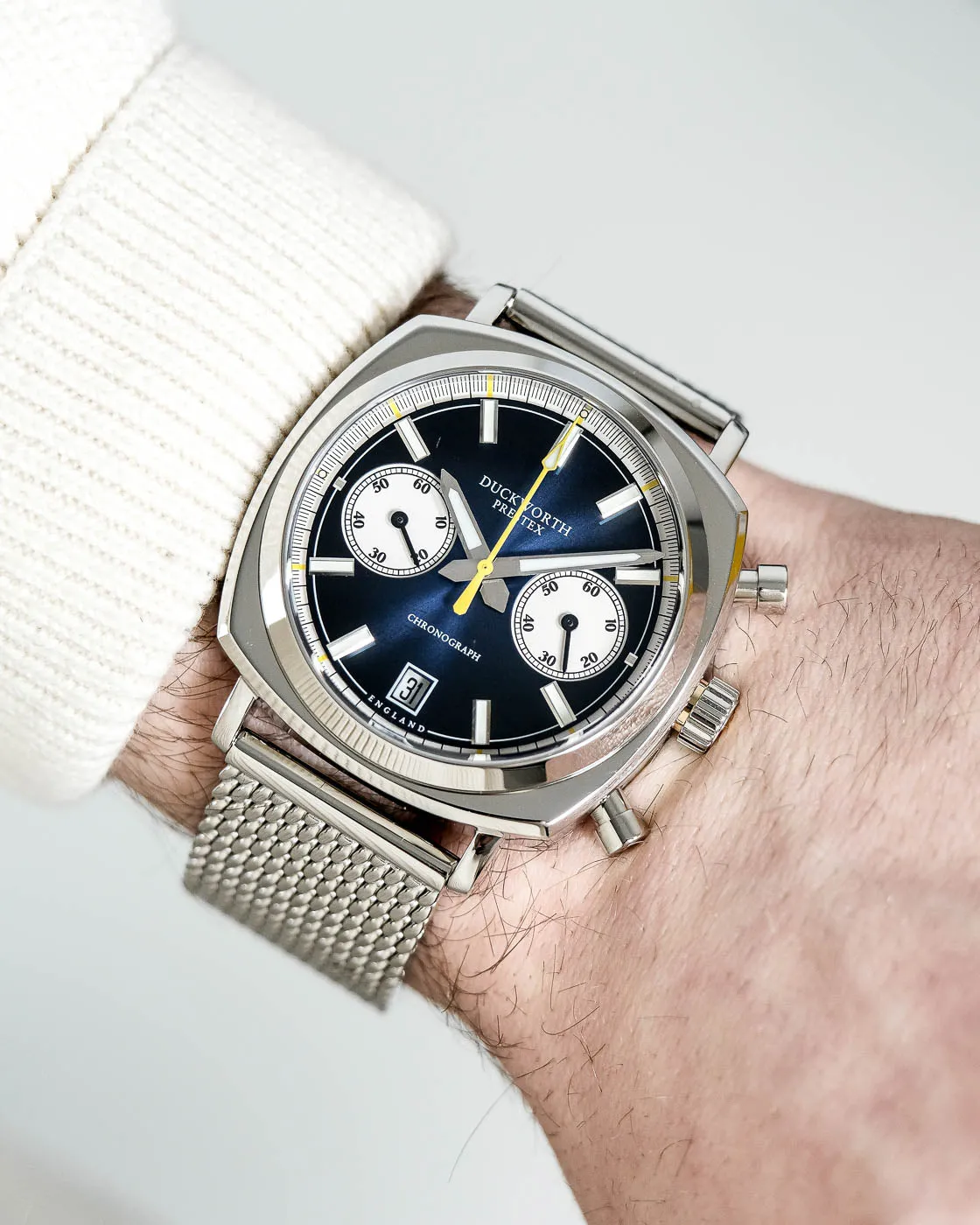 Duckworth Prestex 42 Blue Sunburst Mesh Bracelet Watch