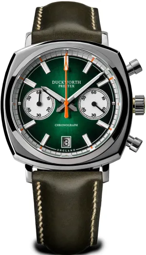 Duckworth Prestex 42 Green Sunburst Olive Green Leather Watch