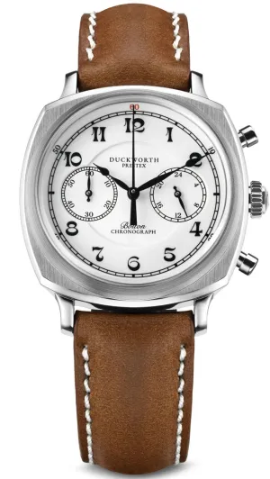 Duckworth Prestex Bolton Chronograph White Brown Leather Watch